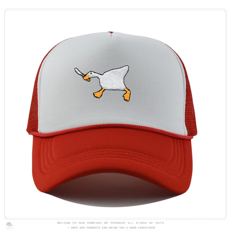 Embroidered baseball cap with goose pattern for men and women, casual and fashionable city style duckbill cap