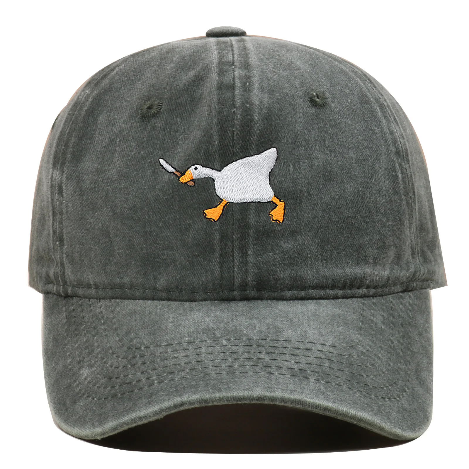 Embroidered baseball cap with goose pattern for men and women, casual and fashionable city style duckbill cap