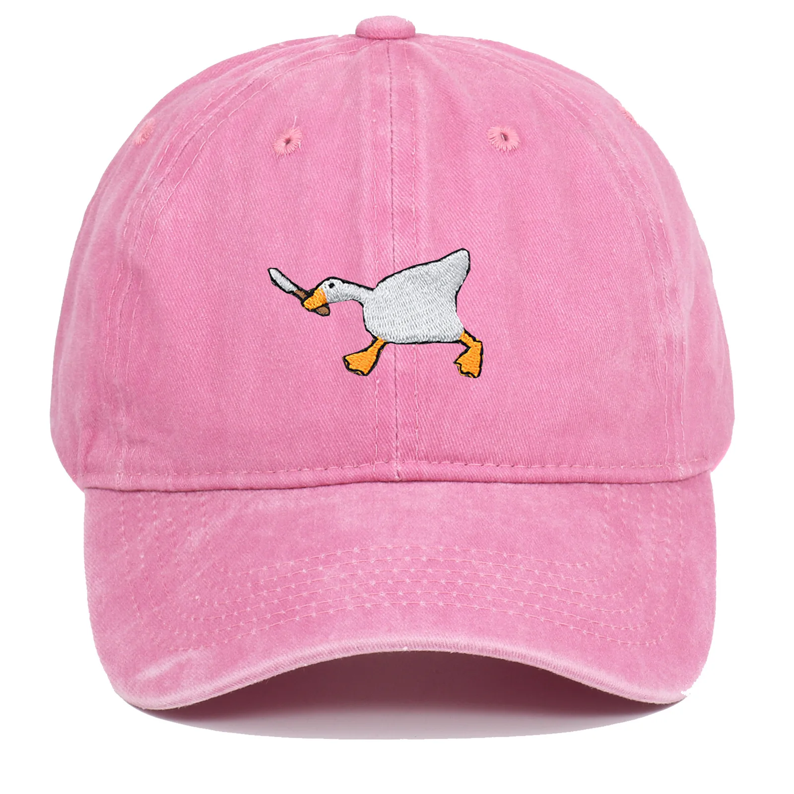 Embroidered baseball cap with goose pattern for men and women, casual and fashionable city style duckbill cap