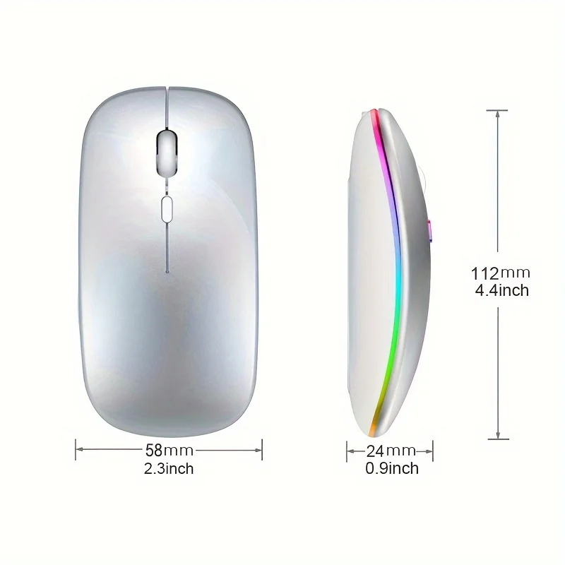 Wireless Mouse 2.4GHz Bluetooth Rechargeable Mouse Quiet Ergonomic Gaming Mouse With USB Backlight 1600DPI Mouse For PC Laptops