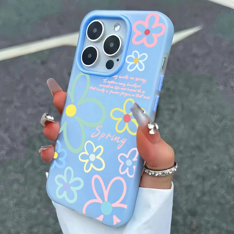 Spring Flower Pattern Phone Case For iPhone 18 17 16 Pro Max Cases iPhone 17e 16e 11 15 12 13 14 Pro Max Air X XR 7 8 Plus Cover