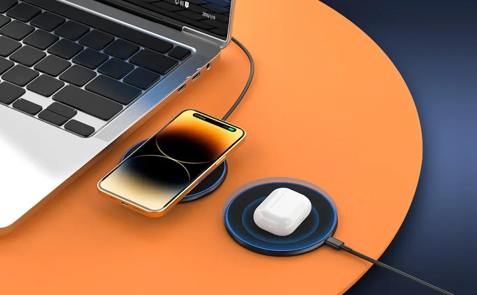 15W Desktop LED Wireless Charger Pad Phone Holder For iPhone 17 16 15 14 13 Pro Max Samsung Xiaomi Induction Fast Charging Stand
