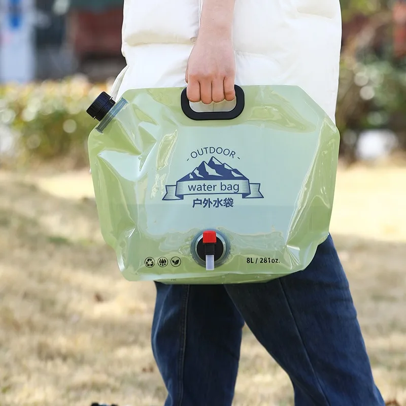 Portable Water Storage Bag Folding Outdoor Sports Camping Large-capacity Mountain Climbing Faucet Plastic Water Bag