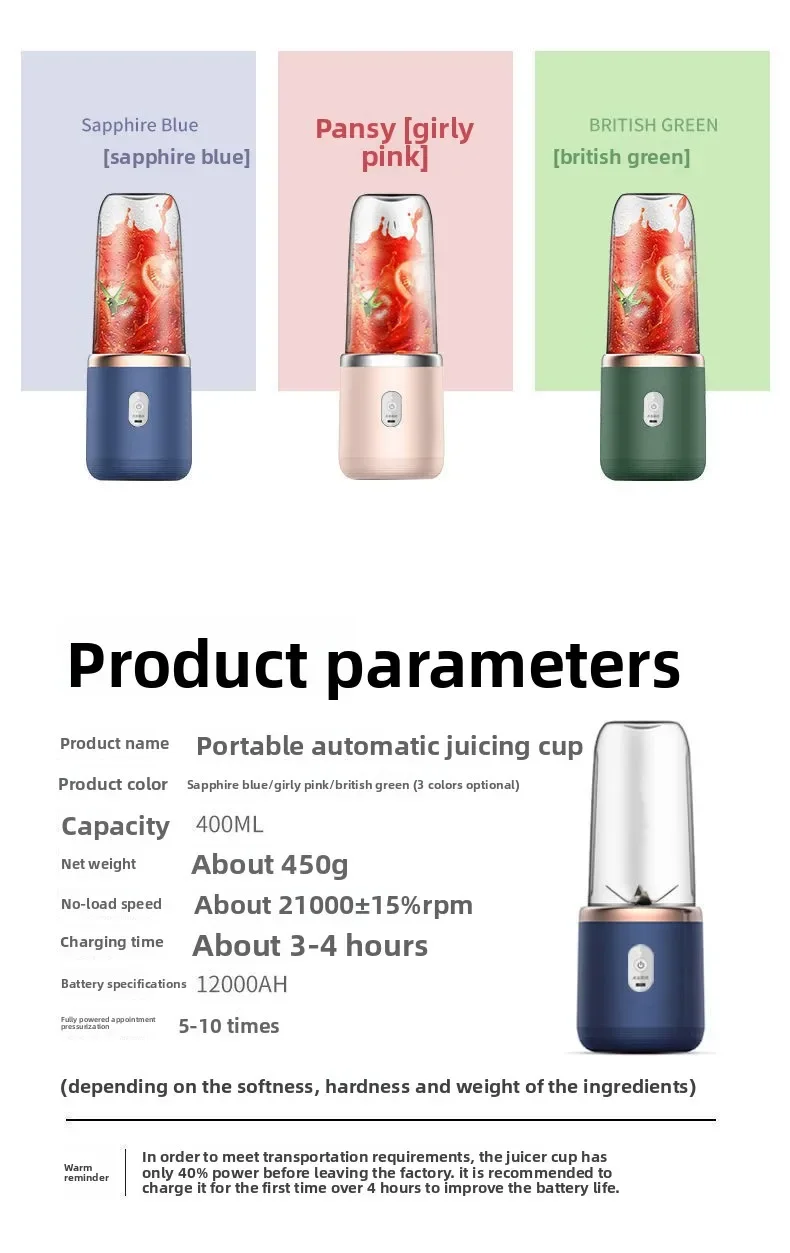 Portable Fruit Juice Blenders Summer Personal Electric Mini Bottle Home USB 6 Blades Juicer Cup Machine For Kitchen