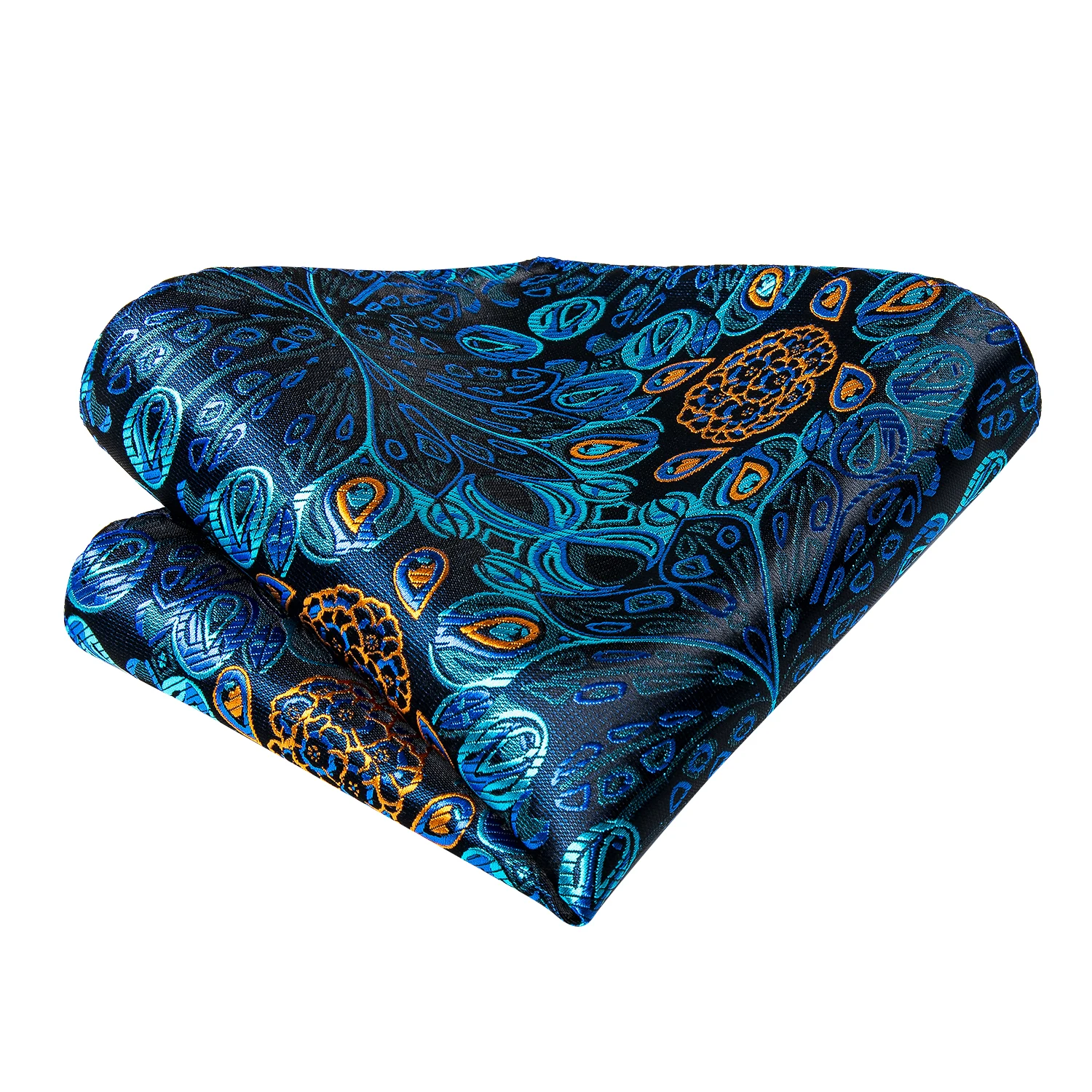 Men Tie Orange Paisley Luxury Polyester Wedding Prom 8cm Necktie Set Pocket Square Cufflinks Gift for Husband Men Accessory