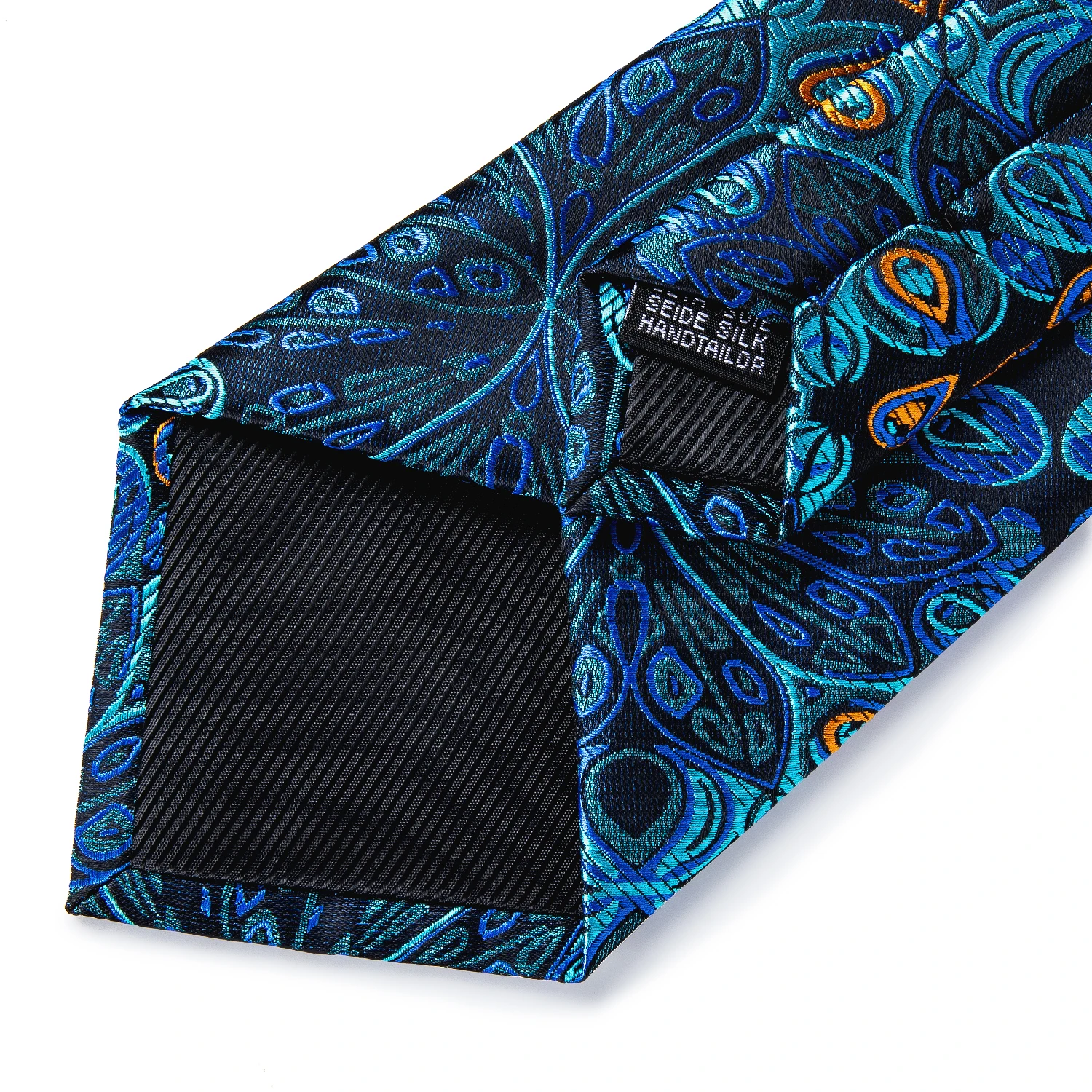 Men Tie Orange Paisley Luxury Polyester Wedding Prom 8cm Necktie Set Pocket Square Cufflinks Gift for Husband Men Accessory