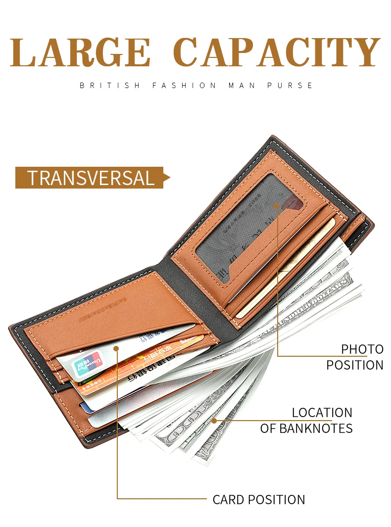 Men's Short PU Leather Wallet, Multi-slot Credit Card Holder Men's Wallet, Casual Wallet for Men