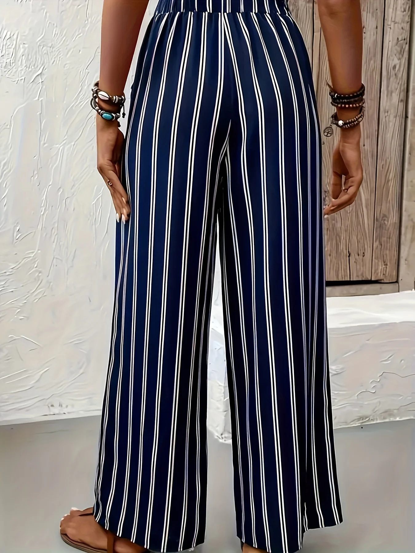 Striped Wide-Leg Pants Women loose Casual Pants Spring and Summer New High Waist straight-leg loose Pants Trousers