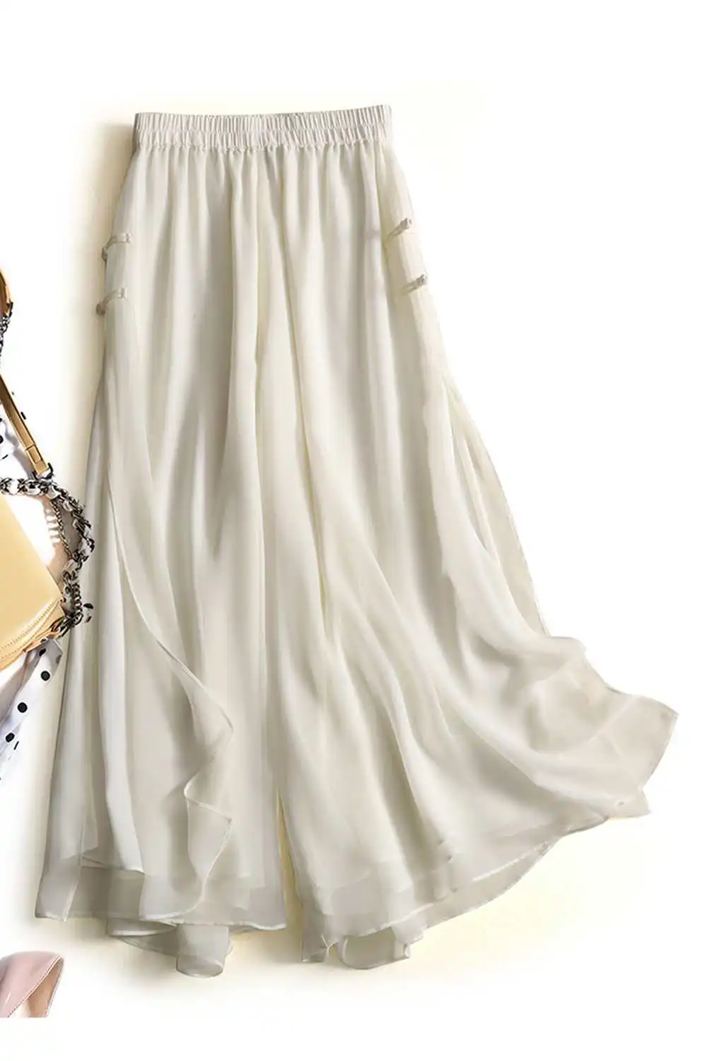 Vintage Women's Wide-Leg Pants High-Waisted Skirt Pants Loose Casual Straight-leg Pants Summer Chinese Style Women's Trousers