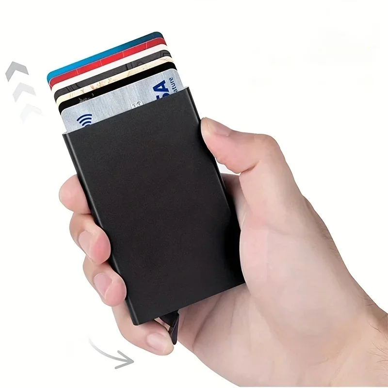 Smart Wallet Card Holder Metal Thin Slim Men Women Wallets Pop Up Minimalist Wallet Small Black Purse Vallet Walets for Men