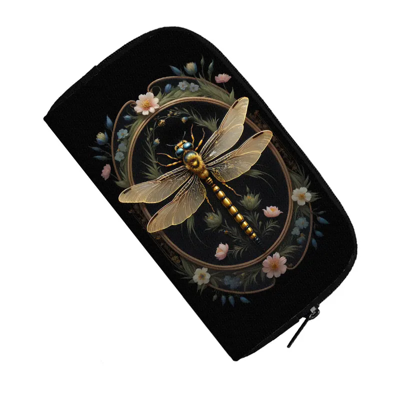 Cute Bee Dragonfly Moth Butterfly Wallet Fantasy Honey Bee Flowers Money Bags ID Credit Card Holder Insects Long Clutch Pouch