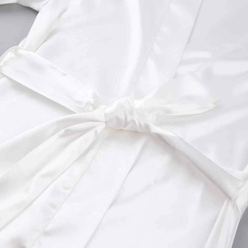 White Feather Robe With Fur Full Sleeves Sleepwear Satin Robes For Women Nightgown Bride Robe Gown Dress Bathrobe Female