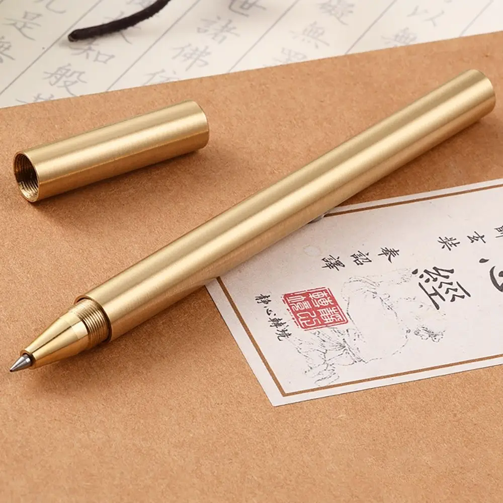 Business Ballpoint Pen Durable Students Gift Brass Gel Pen with Blue/Black Ink Refill Fountain Pen School Office Supplies