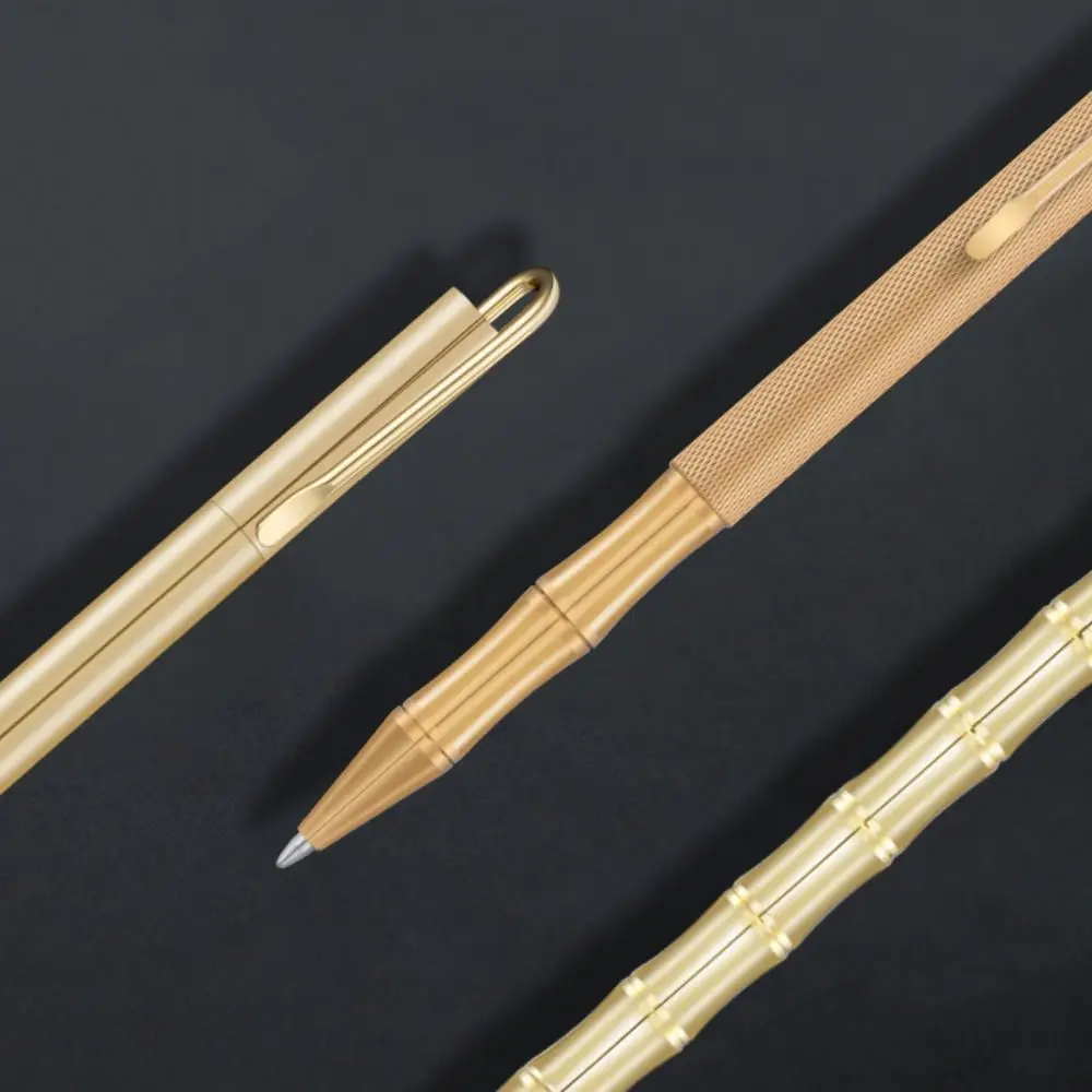 Business Ballpoint Pen Durable Students Gift Brass Gel Pen with Blue/Black Ink Refill Fountain Pen School Office Supplies