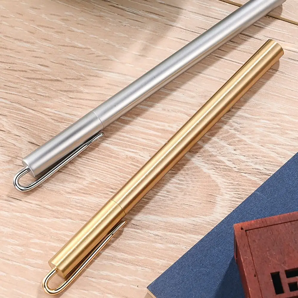 Business Ballpoint Pen Durable Students Gift Brass Gel Pen with Blue/Black Ink Refill Fountain Pen School Office Supplies