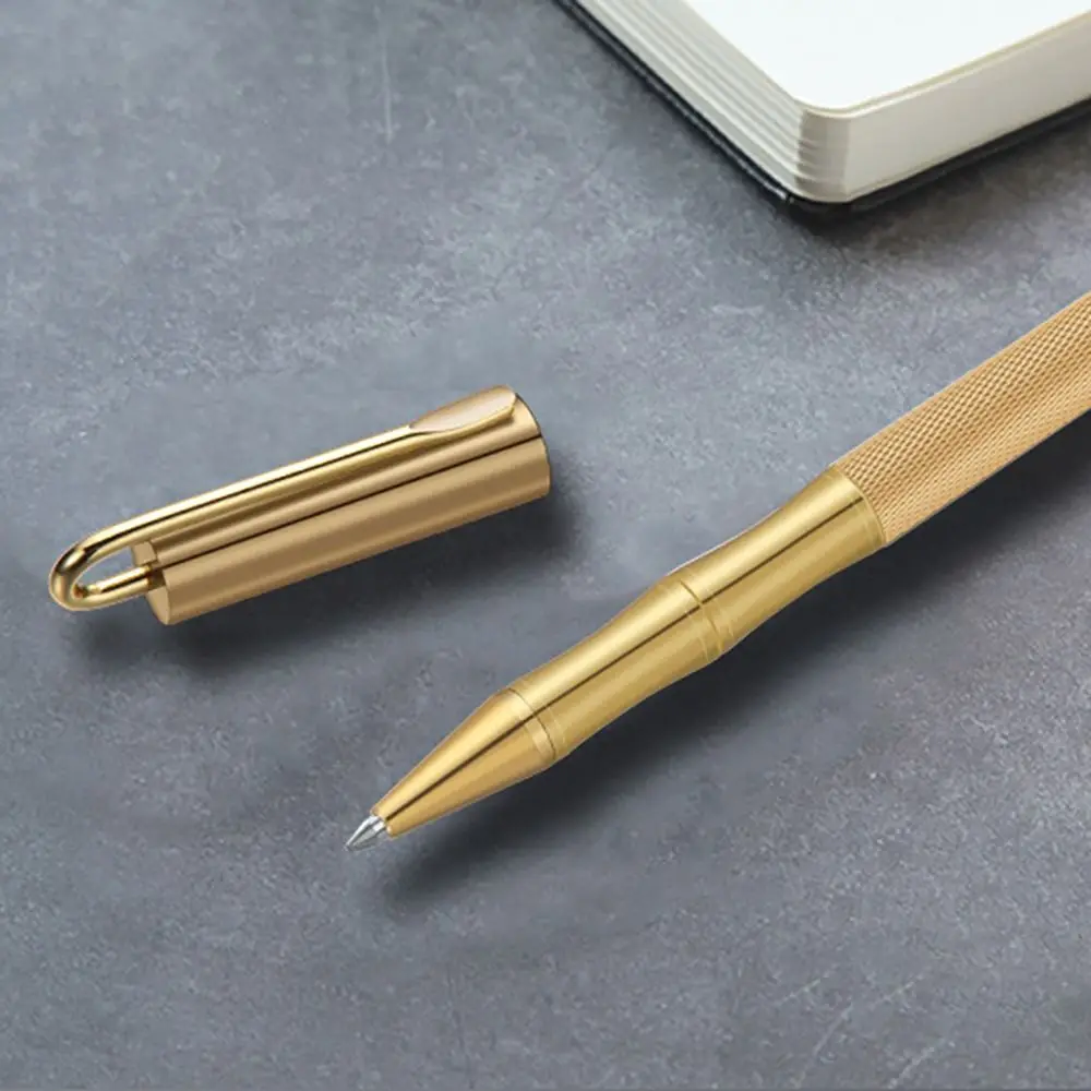 Business Ballpoint Pen Durable Students Gift Brass Gel Pen with Blue/Black Ink Refill Fountain Pen School Office Supplies