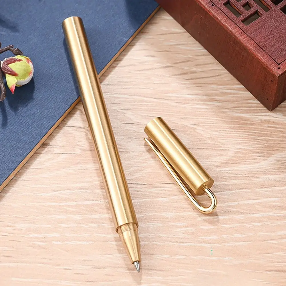 Business Ballpoint Pen Durable Students Gift Brass Gel Pen with Blue/Black Ink Refill Fountain Pen School Office Supplies
