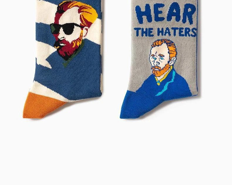 Van Gogh Series Socks Famous Painting European and American Style Cartoon Men and Women in Tube Cartoon Cotton Socks