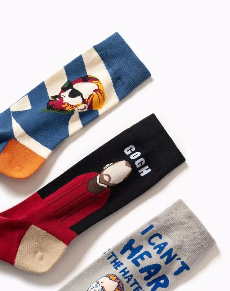 Van Gogh Series Socks Famous Painting European and American Style Cartoon Men and Women in Tube Cartoon Cotton Socks