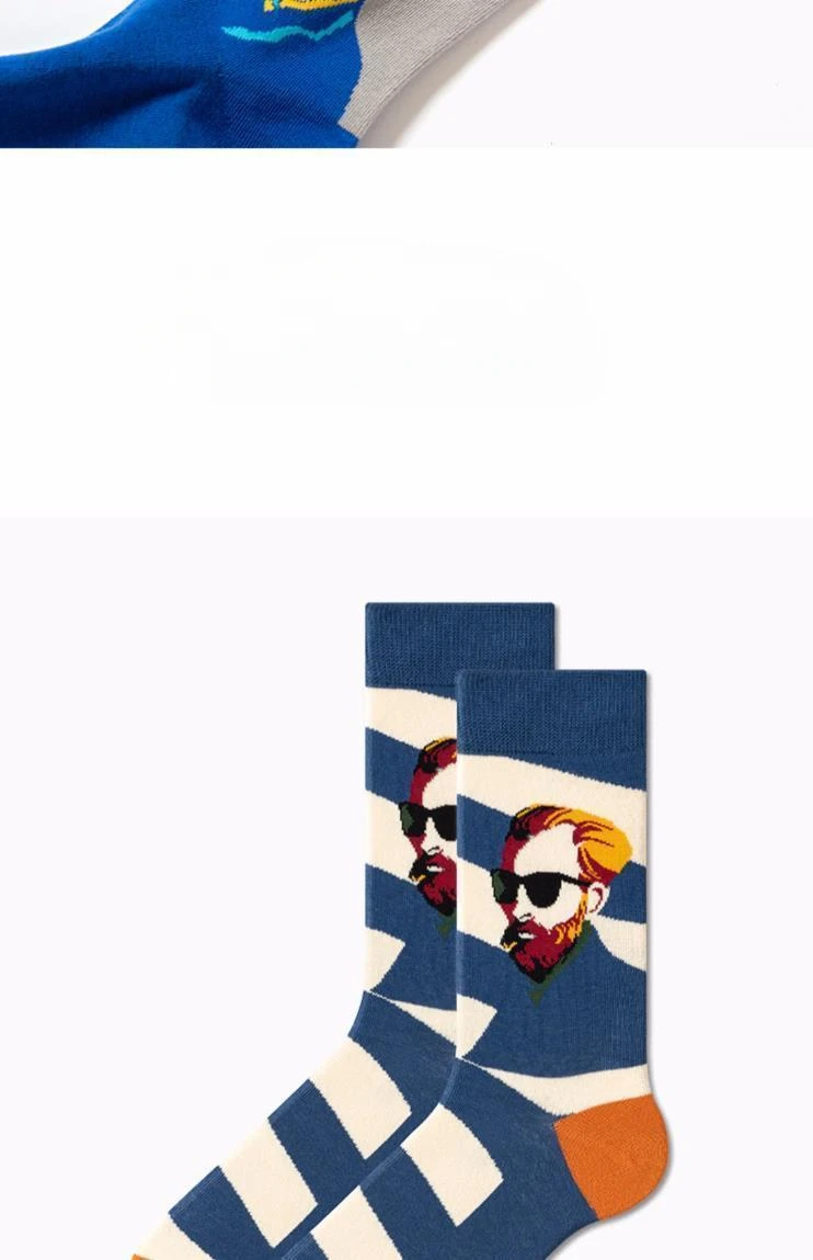 Van Gogh Series Socks Famous Painting European and American Style Cartoon Men and Women in Tube Cartoon Cotton Socks