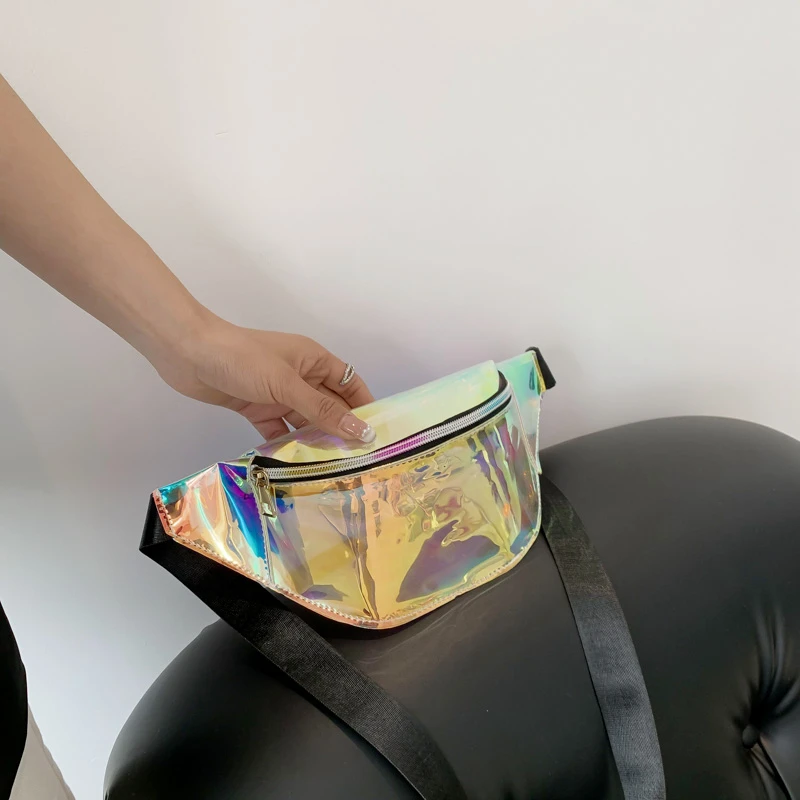 Waist Bag Personality Dazzling Laser Fanny Pack Waterproof Fashion Holographic Chest Bag Cross-Body Pocket Closure Coin Purse