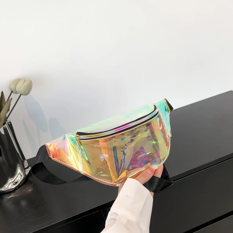 Waist Bag Personality Dazzling Laser Fanny Pack Waterproof Fashion Holographic Chest Bag Cross-Body Pocket Closure Coin Purse