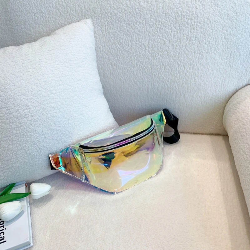 Waist Bag Personality Dazzling Laser Fanny Pack Waterproof Fashion Holographic Chest Bag Cross-Body Pocket Closure Coin Purse