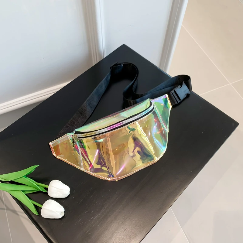 Waist Bag Personality Dazzling Laser Fanny Pack Waterproof Fashion Holographic Chest Bag Cross-Body Pocket Closure Coin Purse