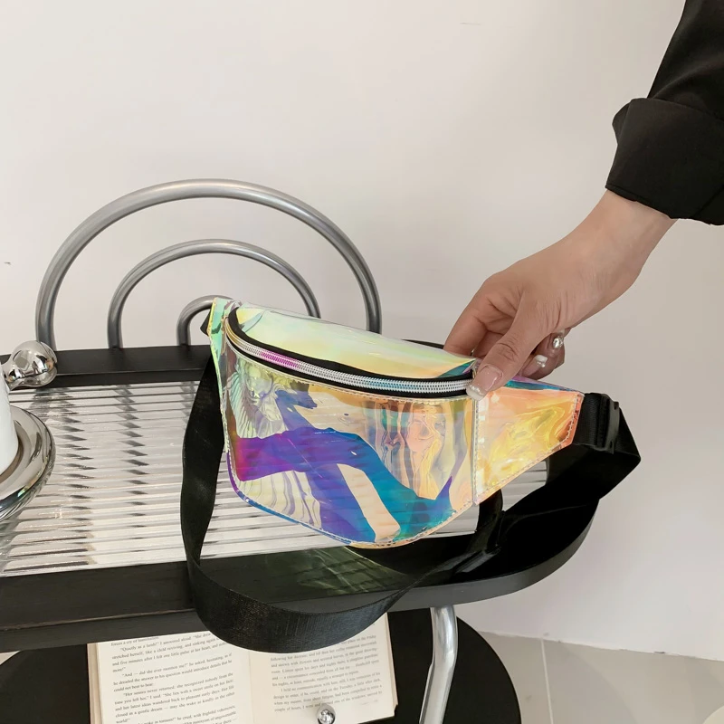 Waist Bag Personality Dazzling Laser Fanny Pack Waterproof Fashion Holographic Chest Bag Cross-Body Pocket Closure Coin Purse