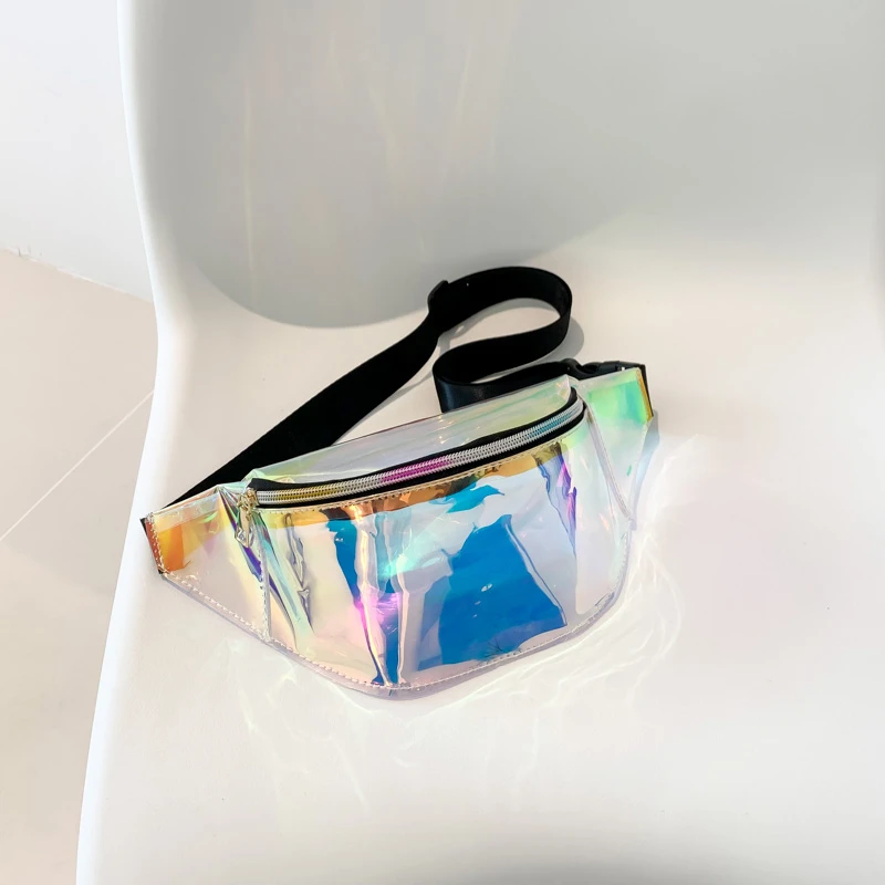 Waist Bag Personality Dazzling Laser Fanny Pack Waterproof Fashion Holographic Chest Bag Cross-Body Pocket Closure Coin Purse