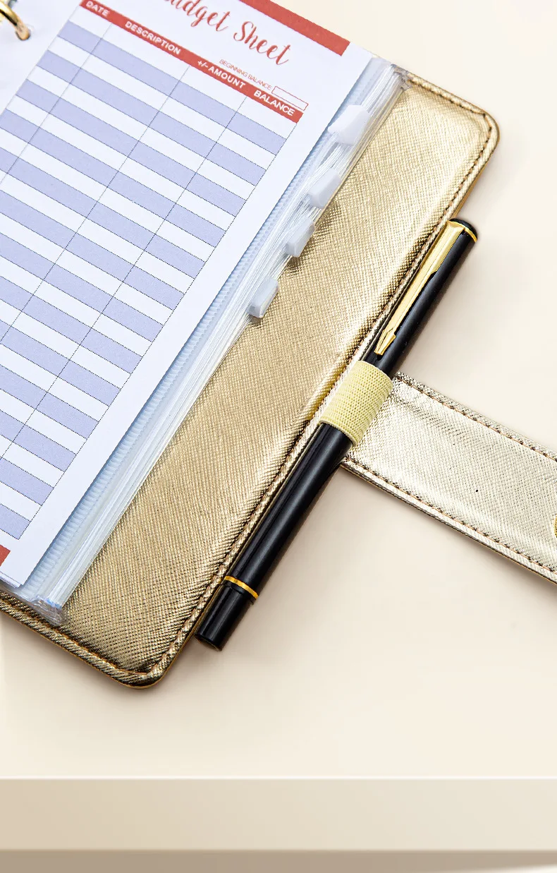A6 Gold Purple Black Loose Leaf Binder Notebook Cover Gold Ring Diary Agenda Planner Paper Cover School Stationery