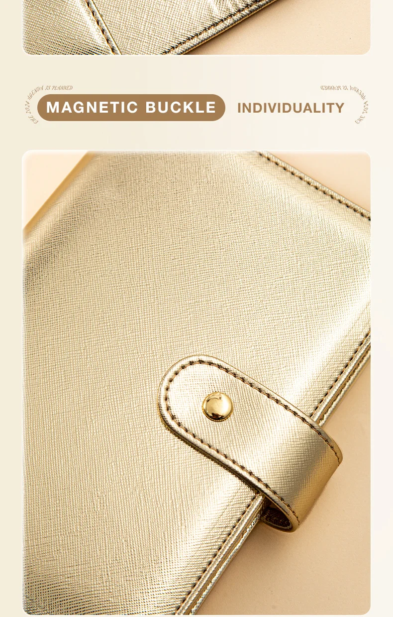 A6 Gold Purple Black Loose Leaf Binder Notebook Cover Gold Ring Diary Agenda Planner Paper Cover School Stationery