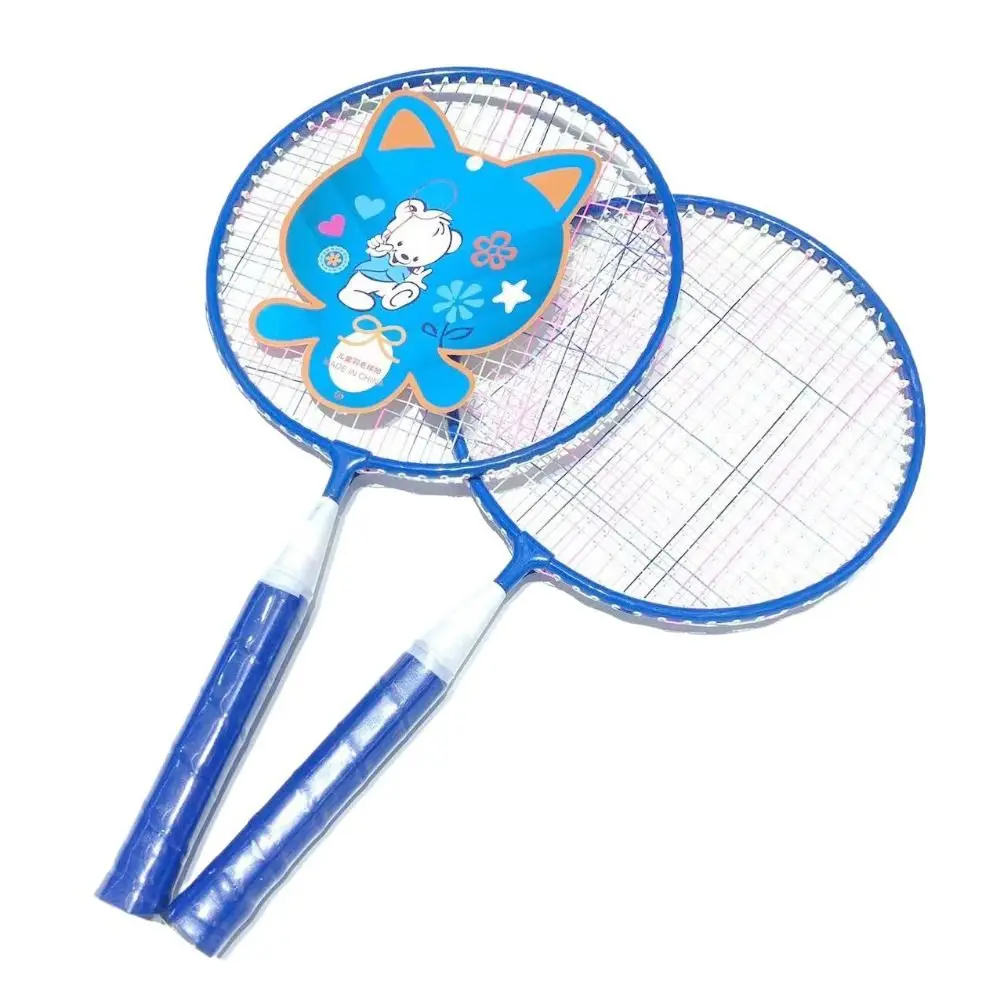Pink Blue Kids Badminton Rackets Anti Slip with 3 Balls Children's Training Racquets Pen-hold Handle Iron Alloy Double Racquets