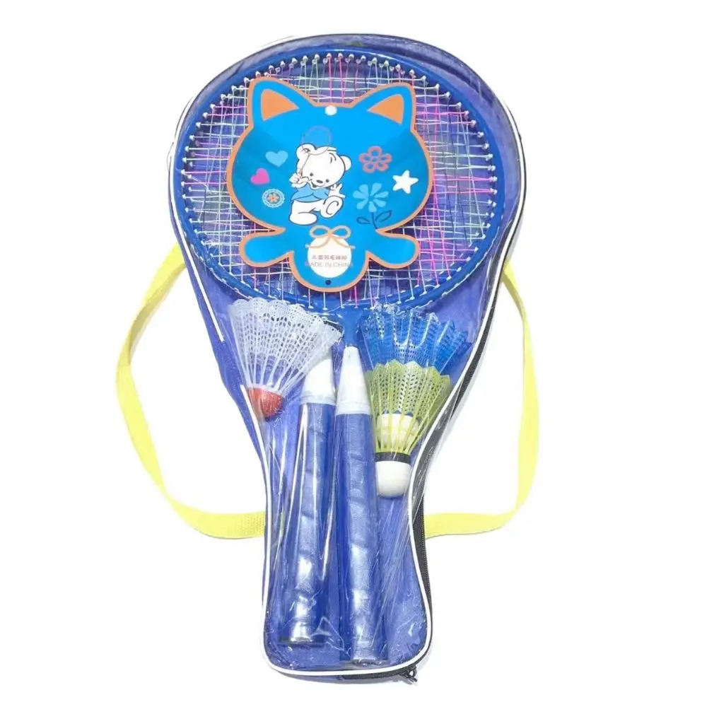 Pink Blue Kids Badminton Rackets Anti Slip with 3 Balls Children's Training Racquets Pen-hold Handle Iron Alloy Double Racquets