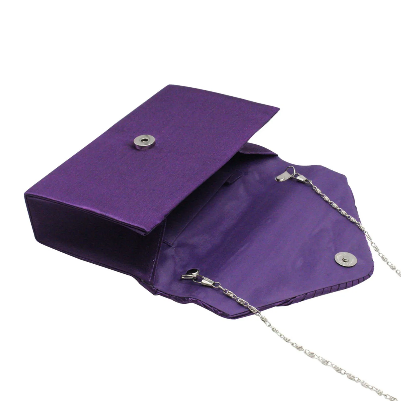 Women'S Fashion Elegant Clutches Trend Satin Rhinestone Shoulder Bag With Thin Chain Party Banquet Dress Matching Evening Bags