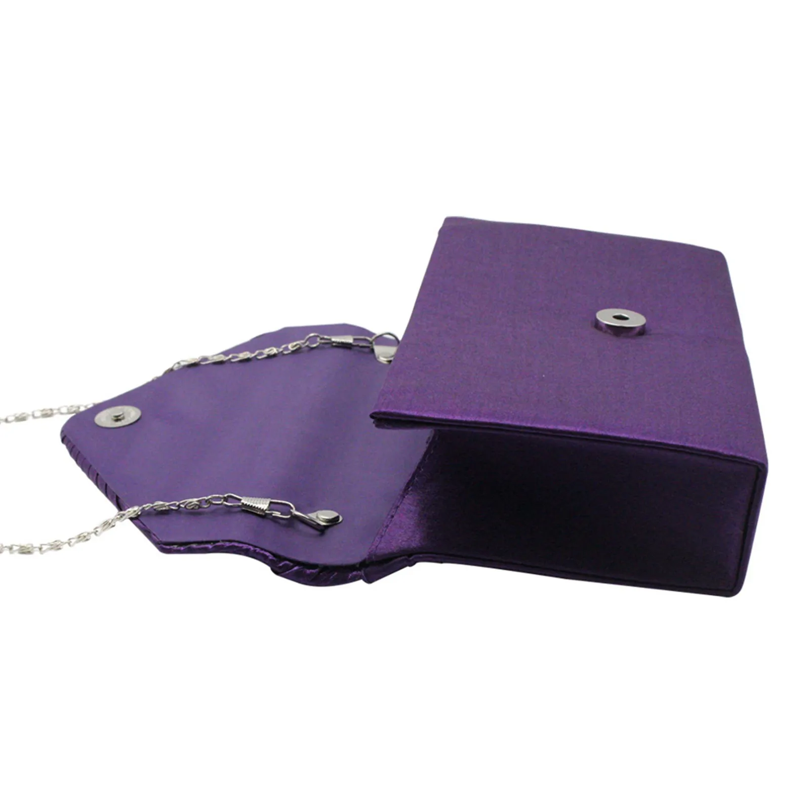 Women'S Fashion Elegant Clutches Trend Satin Rhinestone Shoulder Bag With Thin Chain Party Banquet Dress Matching Evening Bags