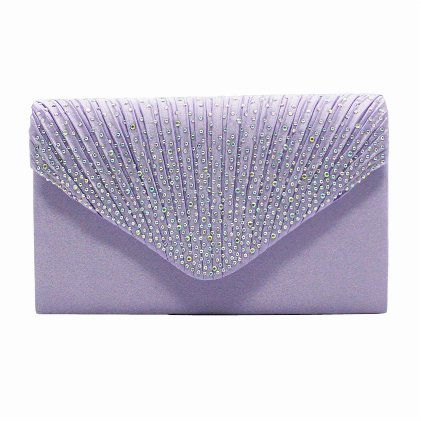 Women'S Fashion Elegant Clutches Trend Satin Rhinestone Shoulder Bag With Thin Chain Party Banquet Dress Matching Evening Bags