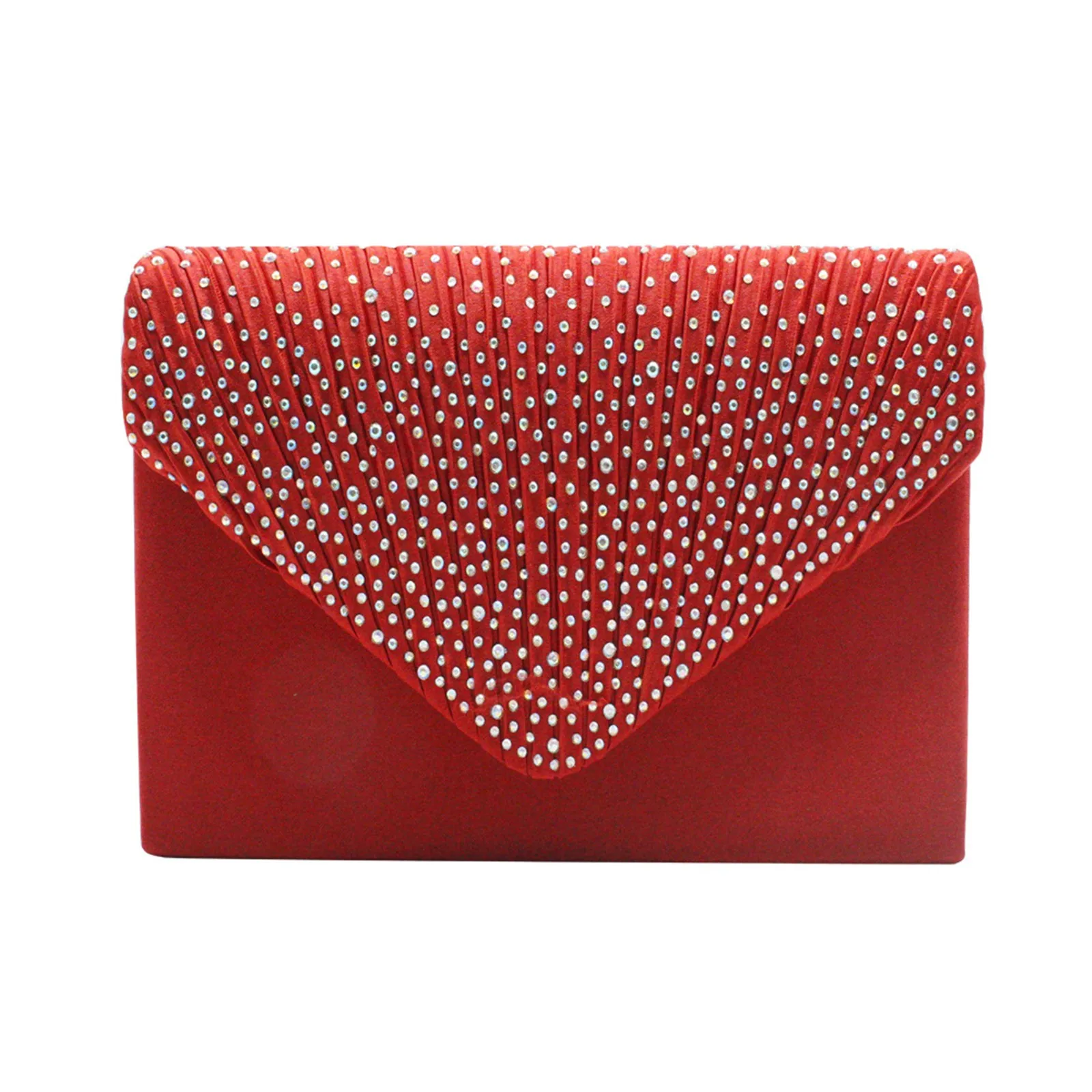 Women'S Fashion Elegant Clutches Trend Satin Rhinestone Shoulder Bag With Thin Chain Party Banquet Dress Matching Evening Bags