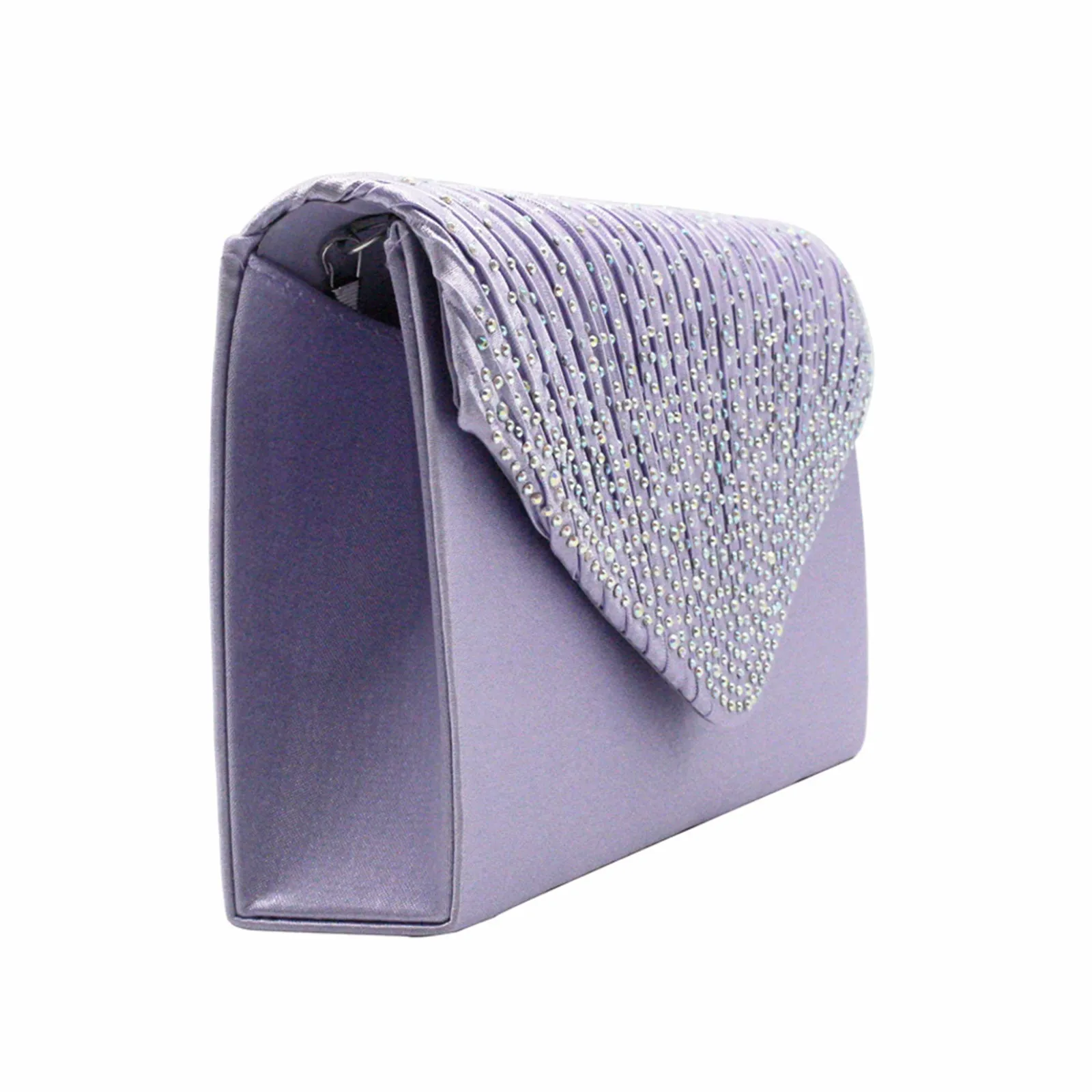 Women'S Fashion Elegant Clutches Trend Satin Rhinestone Shoulder Bag With Thin Chain Party Banquet Dress Matching Evening Bags