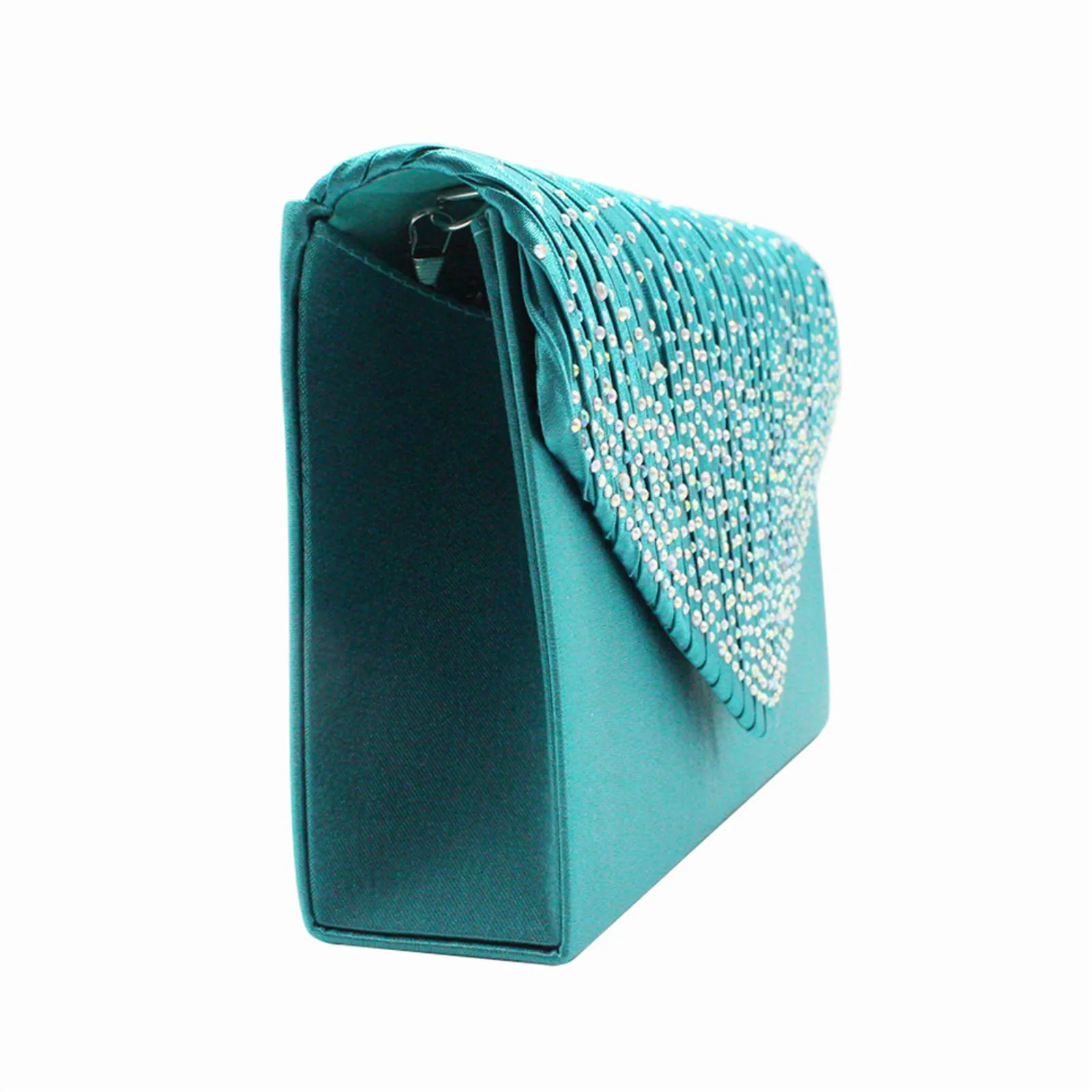 Women'S Fashion Elegant Clutches Trend Satin Rhinestone Shoulder Bag With Thin Chain Party Banquet Dress Matching Evening Bags