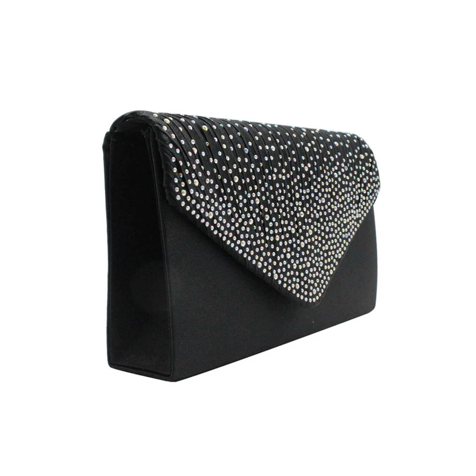 Women'S Fashion Elegant Clutches Trend Satin Rhinestone Shoulder Bag With Thin Chain Party Banquet Dress Matching Evening Bags