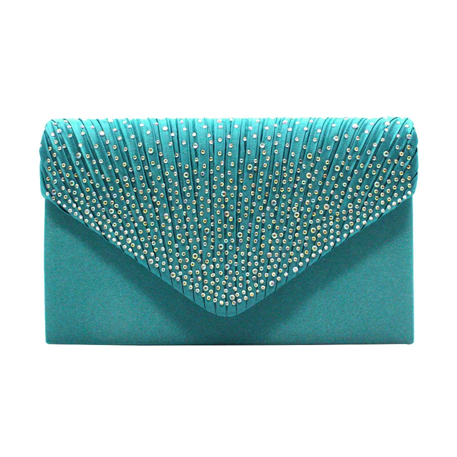 Women'S Fashion Elegant Clutches Trend Satin Rhinestone Shoulder Bag With Thin Chain Party Banquet Dress Matching Evening Bags