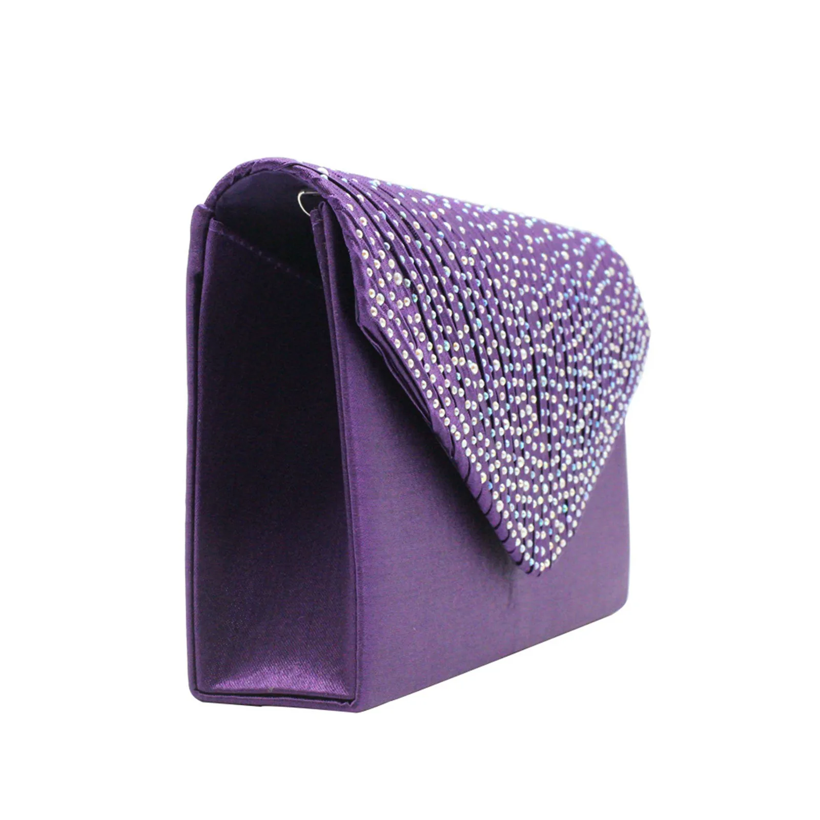 Women'S Fashion Elegant Clutches Trend Satin Rhinestone Shoulder Bag With Thin Chain Party Banquet Dress Matching Evening Bags