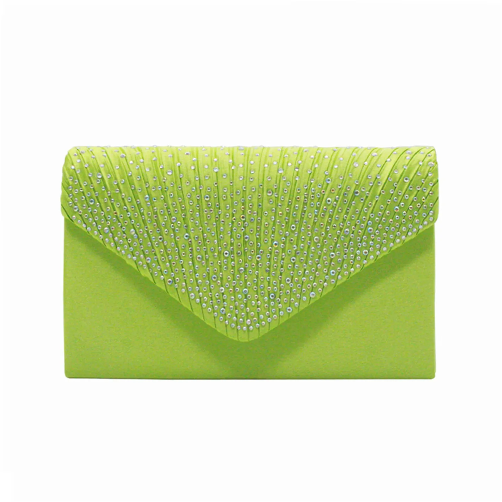 Women'S Fashion Elegant Clutches Trend Satin Rhinestone Shoulder Bag With Thin Chain Party Banquet Dress Matching Evening Bags