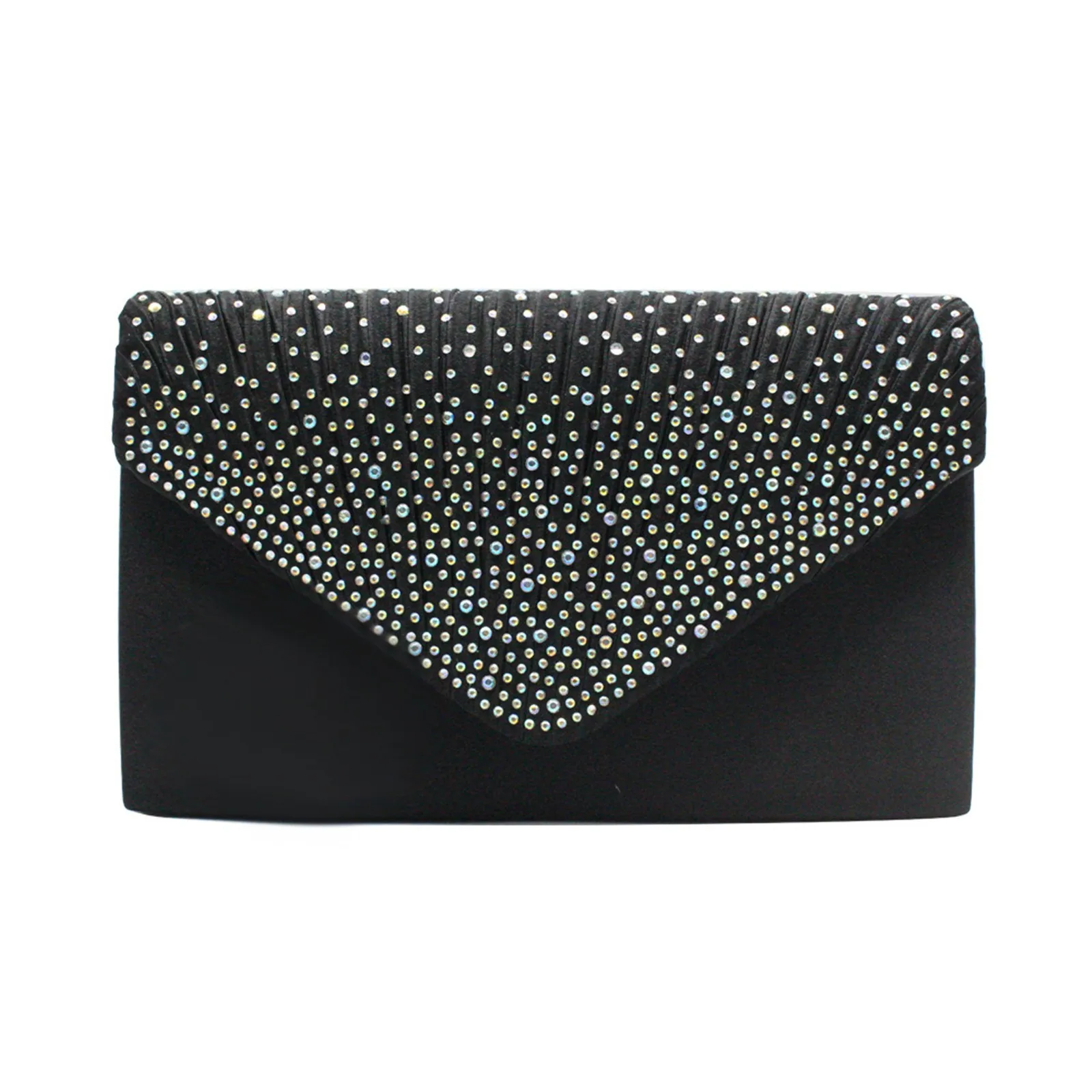 Women'S Fashion Elegant Clutches Trend Satin Rhinestone Shoulder Bag With Thin Chain Party Banquet Dress Matching Evening Bags