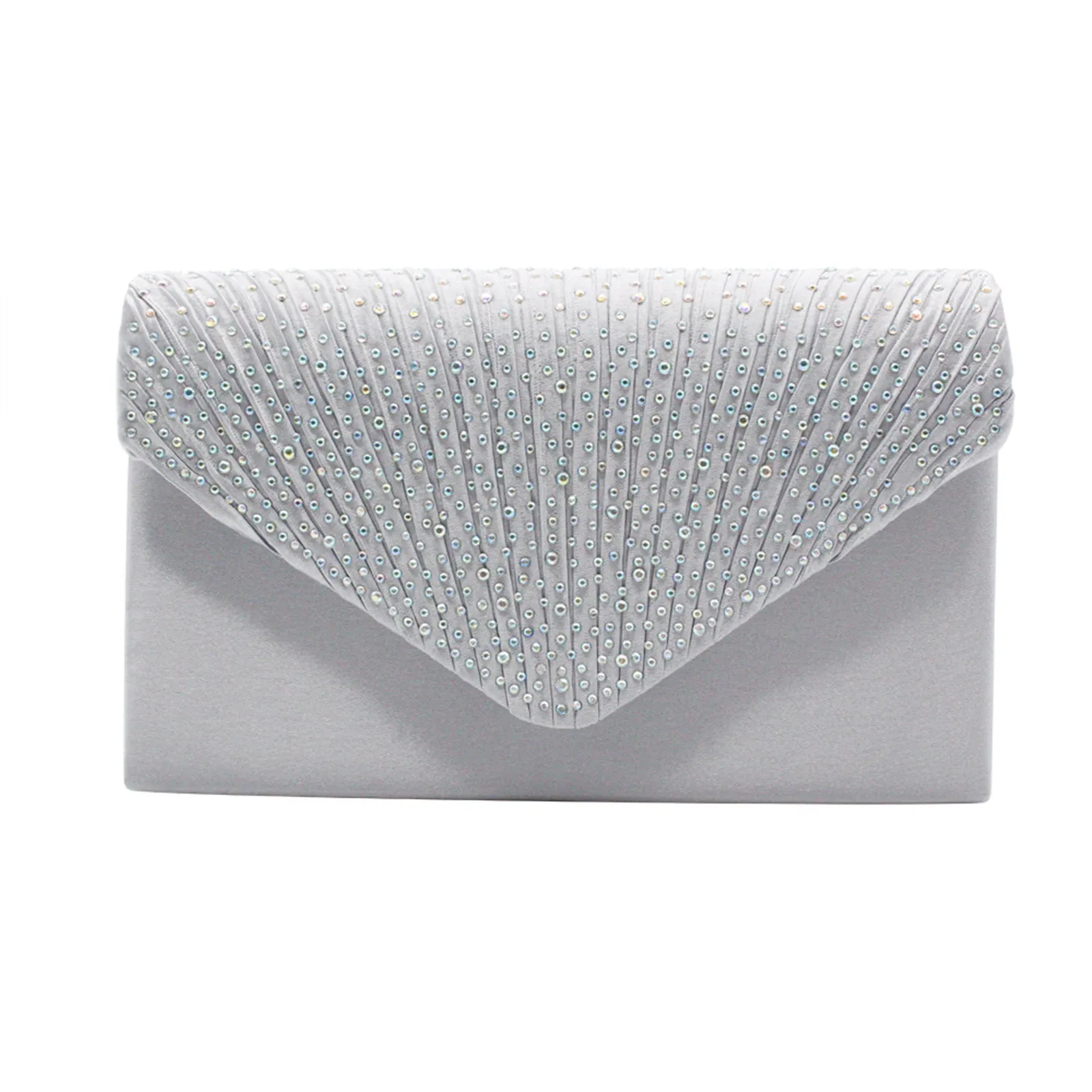 Women'S Fashion Elegant Clutches Trend Satin Rhinestone Shoulder Bag With Thin Chain Party Banquet Dress Matching Evening Bags