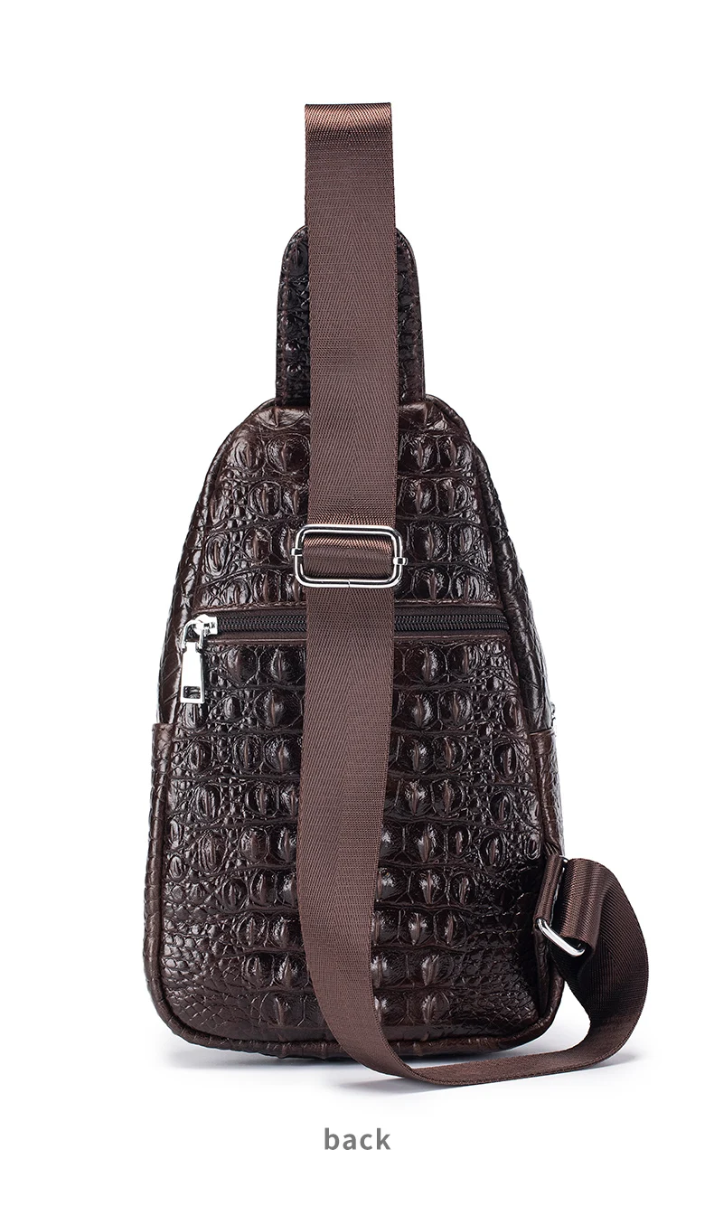 SCHLATUM Men's Genuine Leather Vintage Crocodile Pattern Chest Bag Luxury Men Crossbody Travel Bag Multifunction Sling Bags