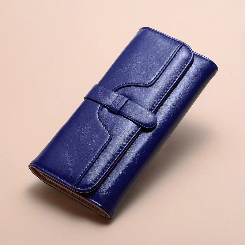 Genuine Leather Women's Long Wallet with RFID Protection - Multi Card Holder & Zipper Coin Pocket, Phone Bag Purse