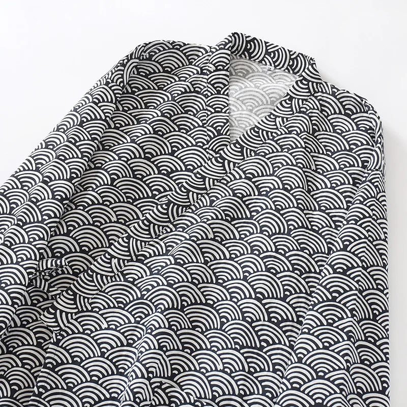 Japanese Style Kimono Bath Robe for Men Sauna Hotspring Home Wear Cotton Pajamas Spring Summer Sleepwear Monk Frock Robes