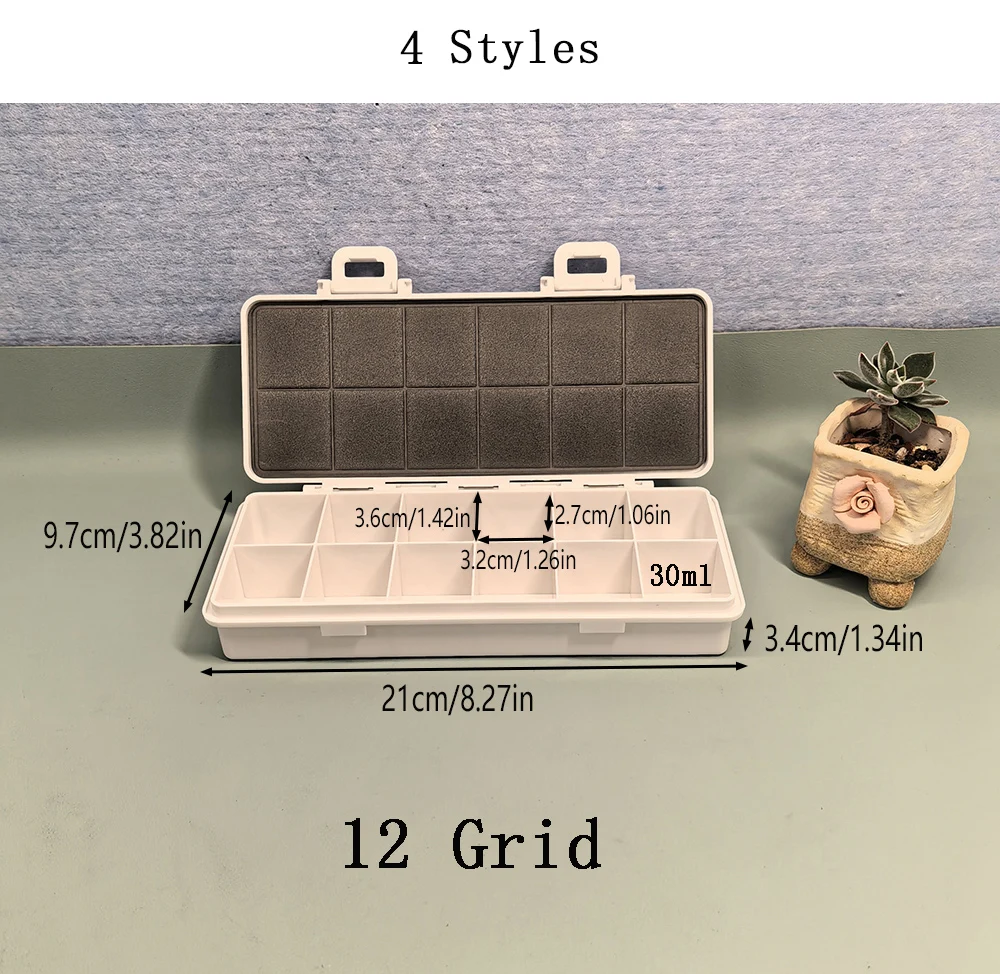 Sealed Moisturizing Paint Box 12/24/36 Grid Oil Pigment Organizer Watercolor Palette Acrylic Paints Storage Art Supplies